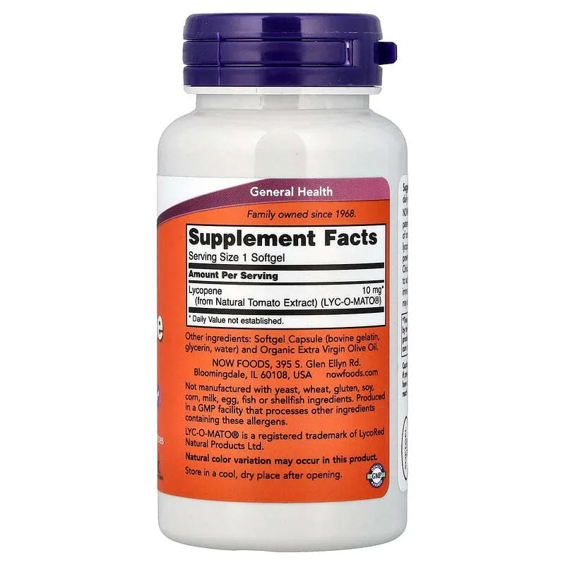 NOW Foods, Lycopene, 10 mg, Softgels