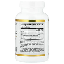 Supplement Facts bottle label, white container with back panel text