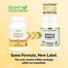 Adrenal Support supplement bottles showing new label comparison