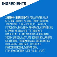 Ingredients text panel for CeraVe Daily Moisturizing Cream