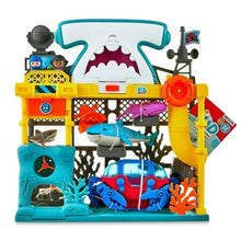 Ocean adventure playset with multi-level shark station and colorful toy submarines