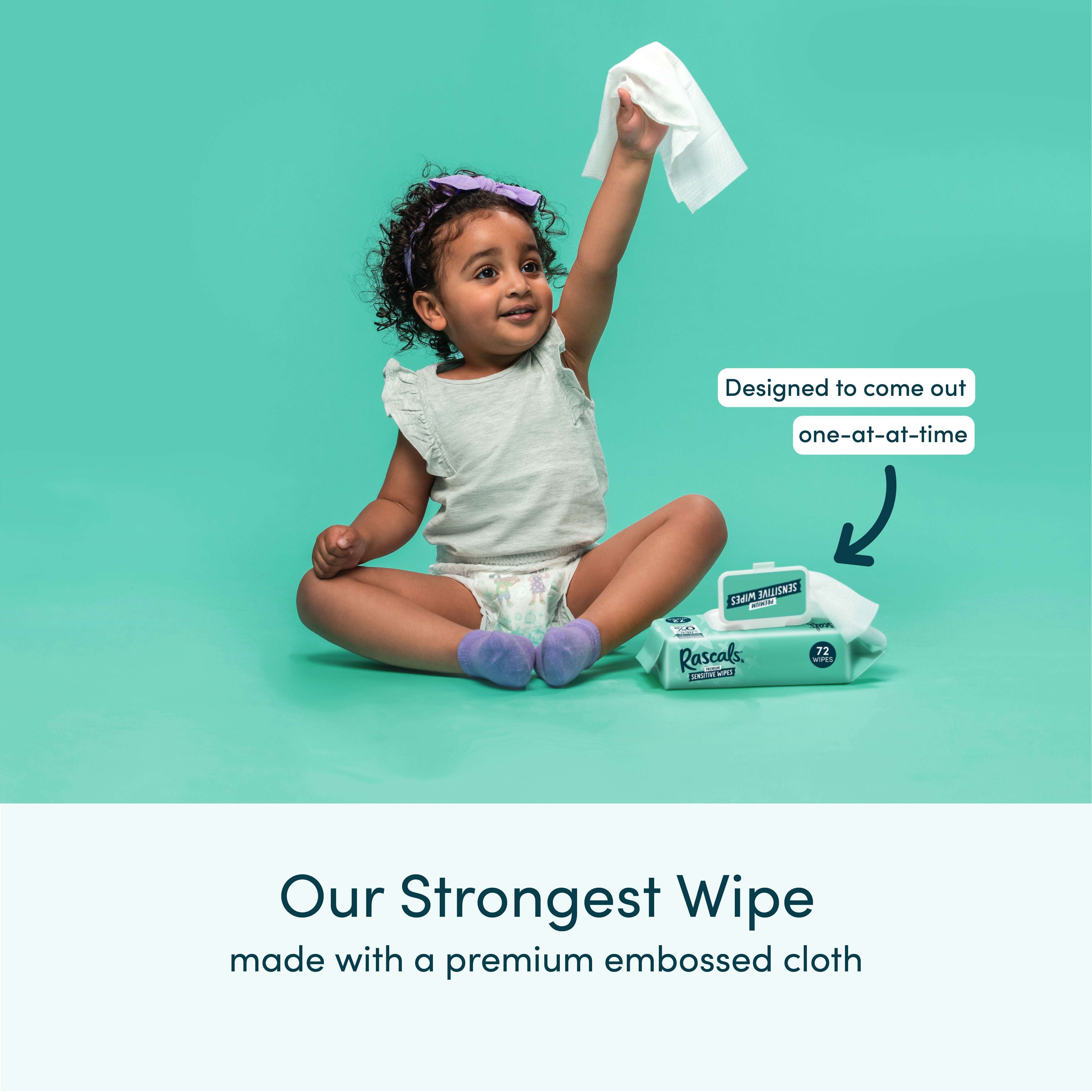 Rascals Premium Sensitive Alcohol Free Baby Wipes, 216 Count