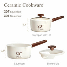 White ceramic saucepan set with lid: 2QT pot and 3QT saucepan