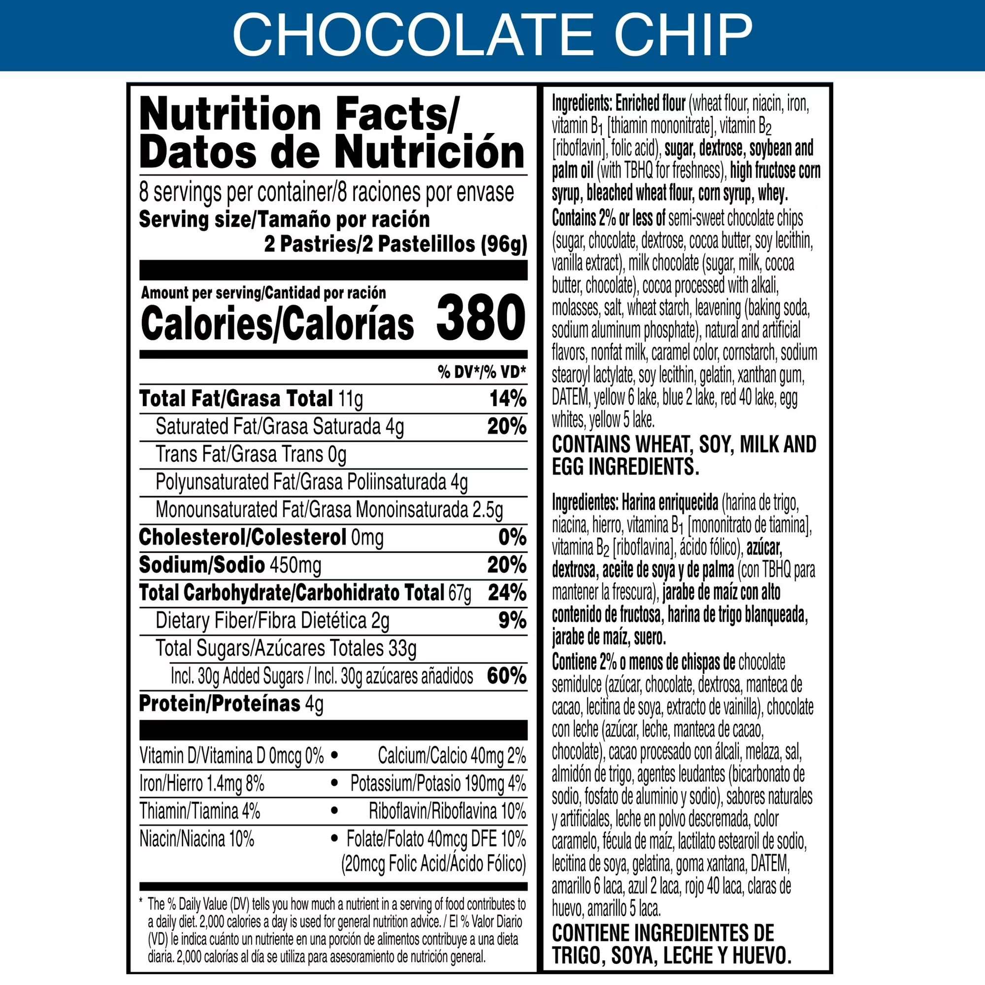 Pop-Tarts Chocolate Chip Drizzle Toaster Pastries, Breakfast Foods, Shelf-Stable, 27 oz (16 Count)