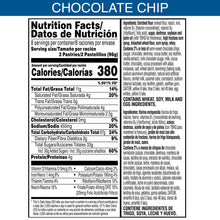 Nutrition Facts panel for chocolate chip toaster pastries