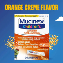 Children’s cough medicine box with Orange Crème flavor, 12 granule packets