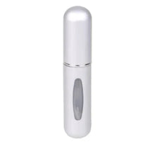 Refillable perfume atomizer bottle, light gray matte finish, flip-top sprayer