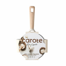 Ceramic nonstick saucepan with lid and wooden handle, taupe finish
