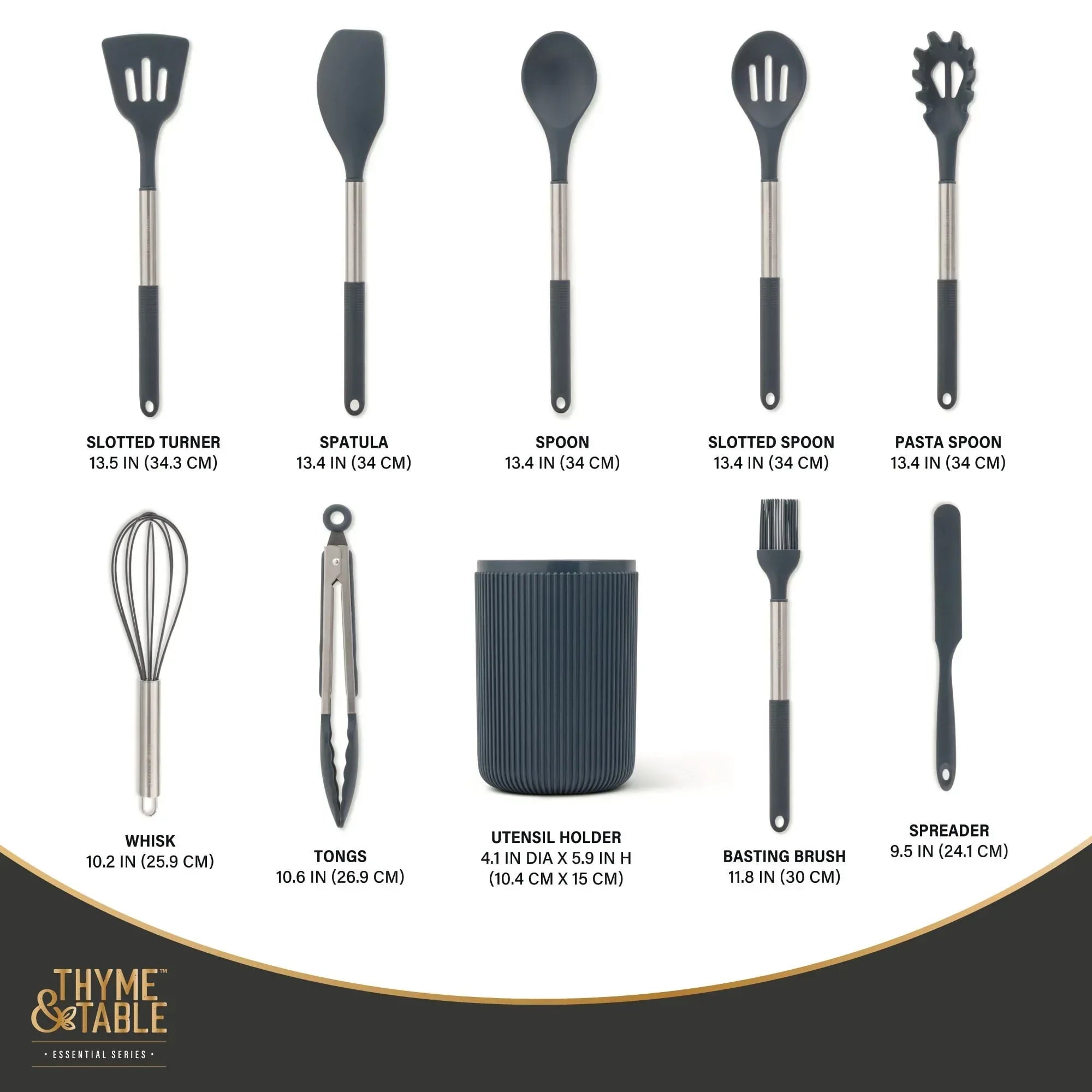 Thyme & Table 10-Piece Silicone Gadget Set - Black