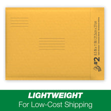 Kraft bubble mailer envelope with address lines and 8.5 x 11 in size markings