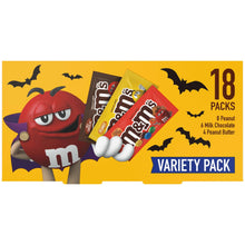 Halloween variety pack candy box with bat-themed red character and 18 packs
