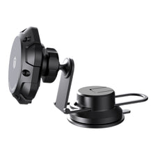 Magnetic phone mount with round base and angled clamp arm