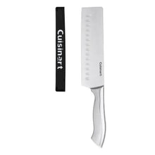 Two stainless steel cleaver knives with black and white handles and rectangular blades