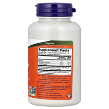 NOW prebiotic powder bottle with Supplement Facts panel and purple cap