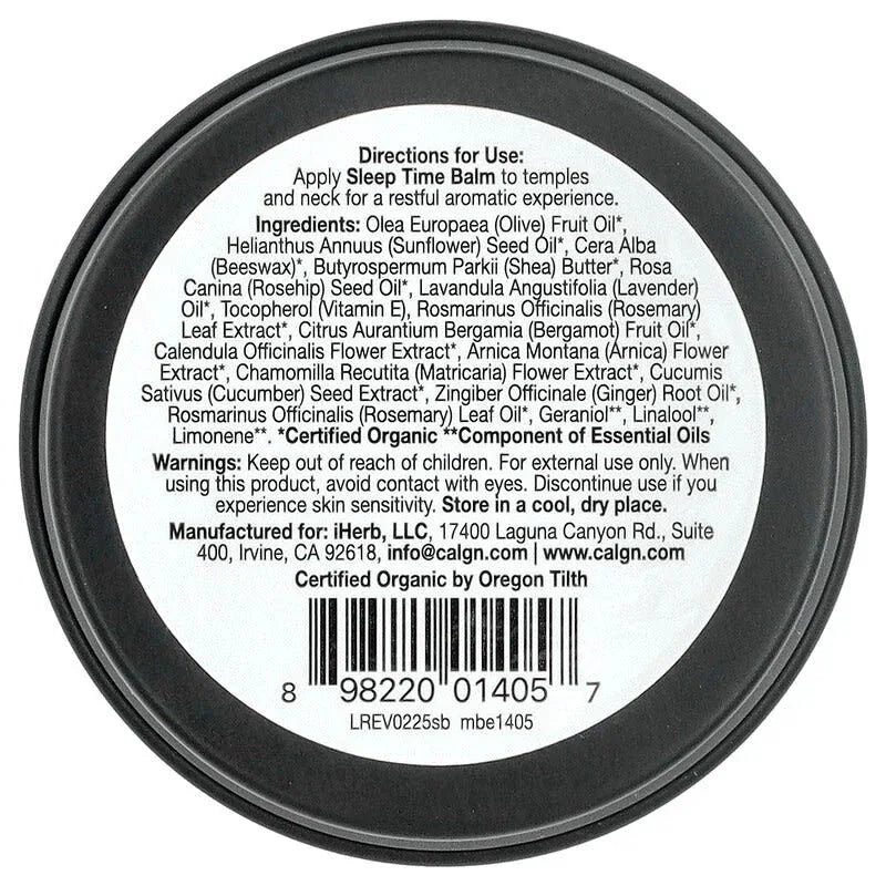 California Gold Nutrition, Beauty, Sleep Time Balm, Lavender & Chamomile, 0.6 oz (17 g) - USA MEGA SHOP