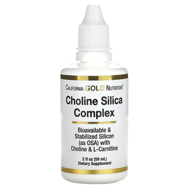 California Gold Nutrition, Choline Silica Complex, Bioavailable & Stabilized Silicon with Choline & L-Carnitine, 1 fl oz (30 ml) - USA MEGA SHOP