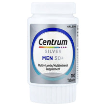Men 50+ multivitamin supplement bottle, Centrum Silver, 100 tablets