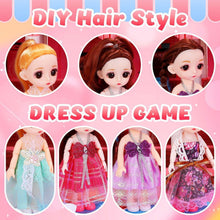 Doll dress-up and hair style set with multiple outfit options