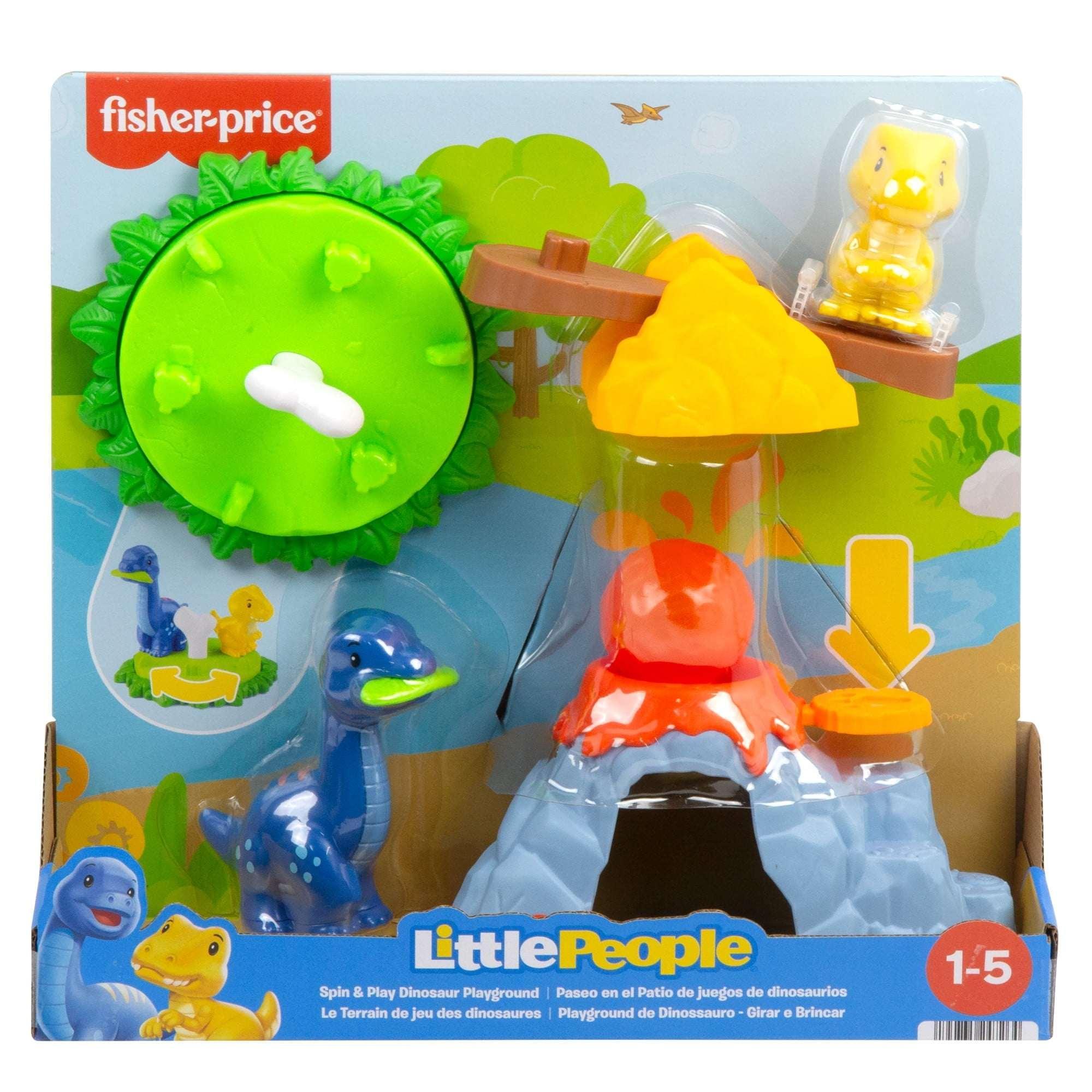 Fisher-Price Little People Spin & Play Dinosaur Playground Toddler Playset, 6 Pieces - USA MEGA SHOP