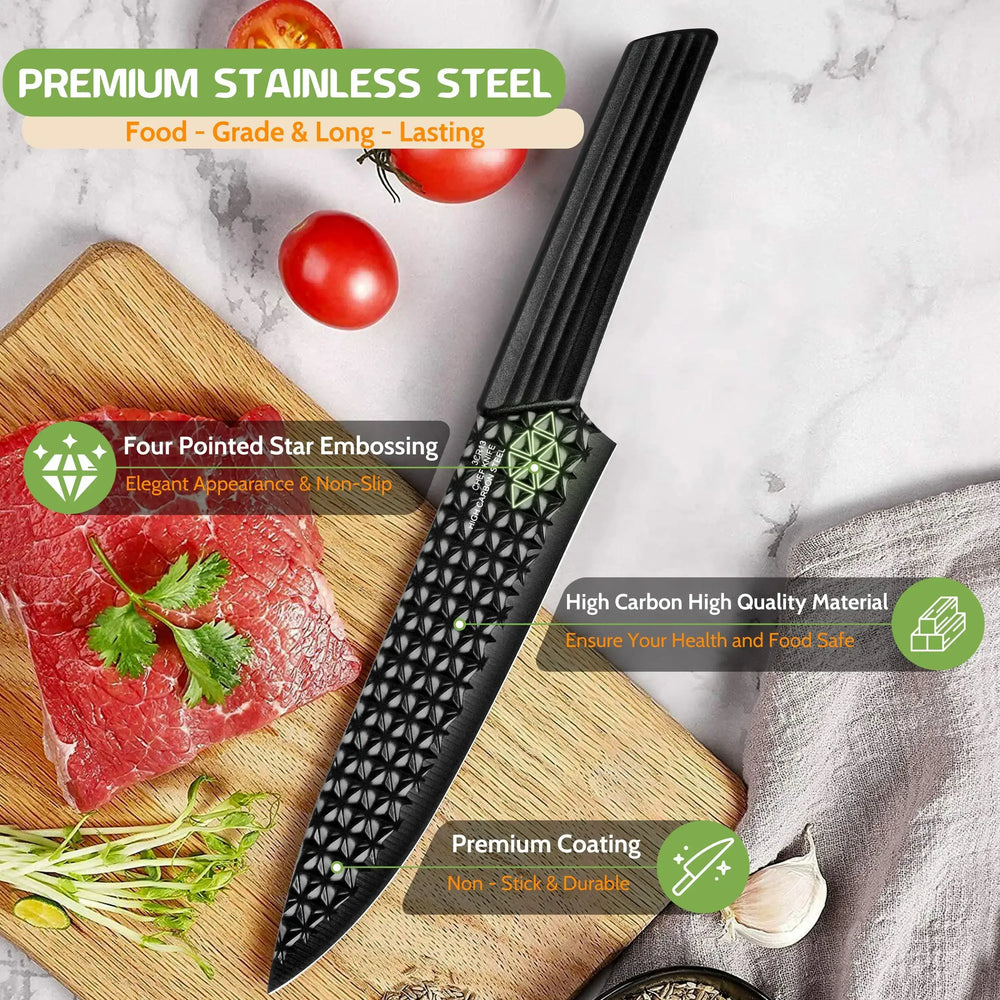 Joyfair Kitchen Knife Set, 7 Pcs Stainless Steel White Knives Block Set for Chef, Super Sharp Professional Knife Set with Universal Knife Block for Home Restaurant, Non-Stick & Anti-Rust - USA MEGA SHOP