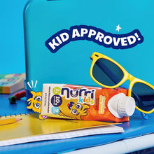 Nurri Kids chocolate milk shake carton lying on its side with cap closed