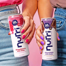 Two ultra-filtered milkshake cans, strawberry and chocolate, 30g protein