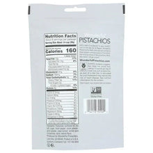 Back of white pistachio snack bag with Nutrition Facts label