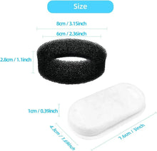 Replacement cat water fountain filters: black foam ring and white foam sponge pad set