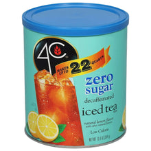 4C lemon iced tea mix canister front with zero sugar and decaffeinated text