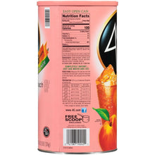 Peach iced tea mix can back with Nutrition Facts, directions, and ingredients