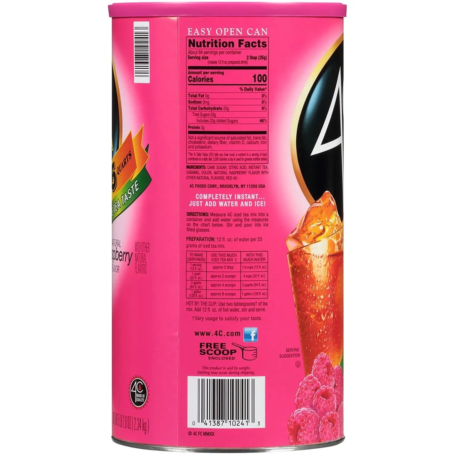 4C Raspberry Iced Tea Mix 82.6 oz.