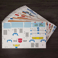 Sheet set of 4D Build puzzle model pieces with blue and red parts layout