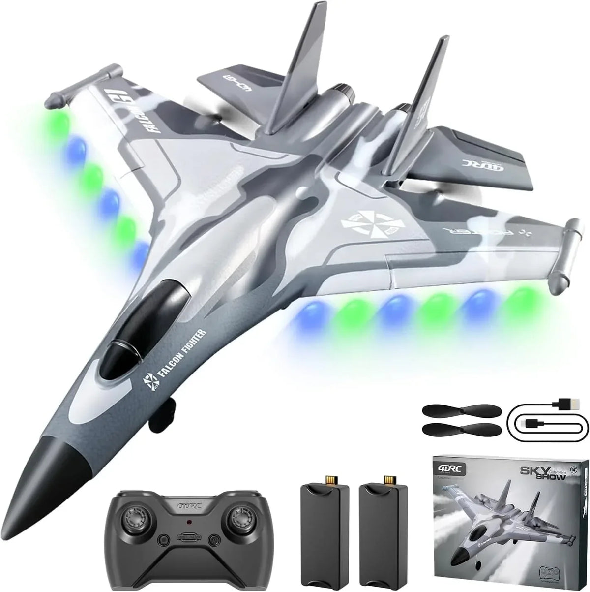 4DRC G1 RC Plane with 2 Take-off Modes, 2 Batteries and Light, 2.4GHz 4 Channel 6 Axis Gyro Stabilizer RTF Glider Remote Control Aircraft Planes Jet Fighter Toys Gift for Boys Kids Adults Beginners - USA MEGA SHOP