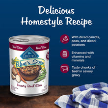 Wet dog food can with homestyle recipe card and vegetable mix icons
