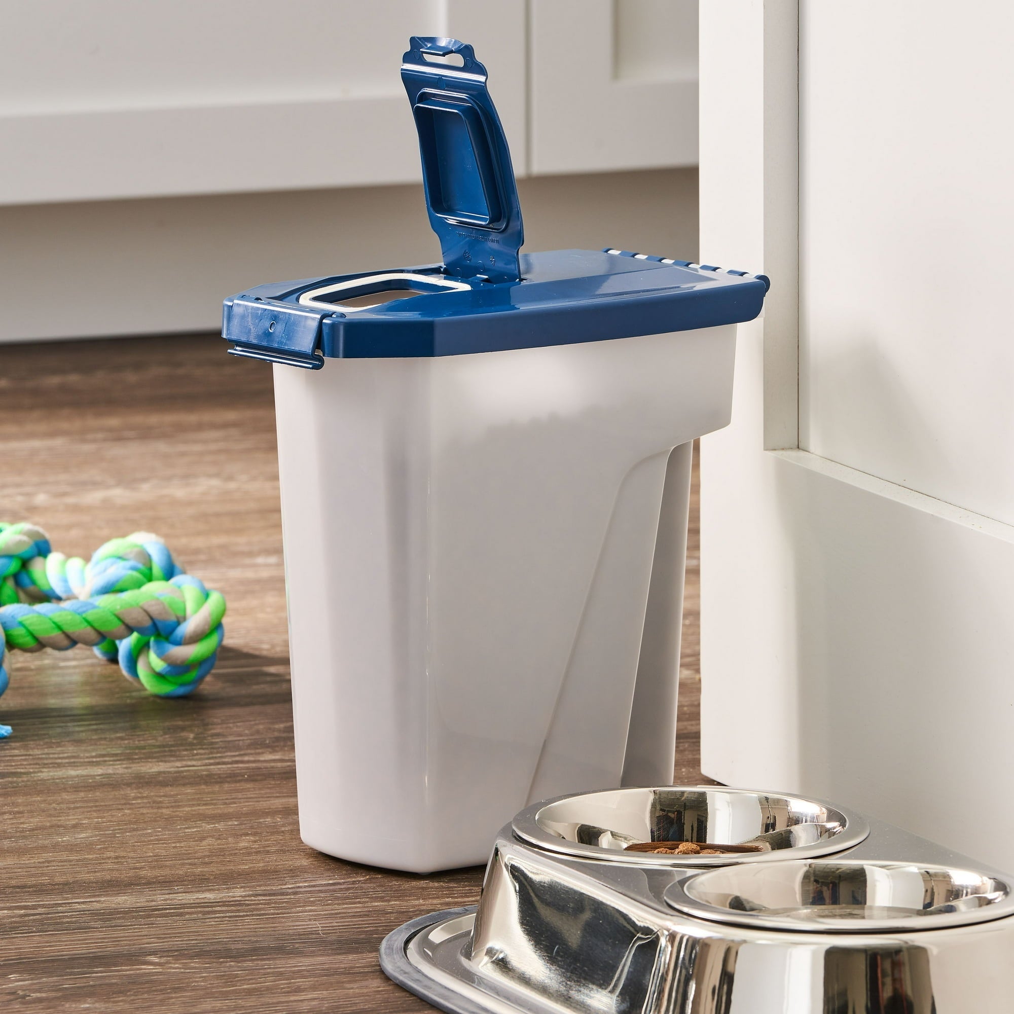 Vibrant Life Wheeled 1-Piece Dog Food Storage Pail with Pet Food Storage Container, Clear, (1 Pack)