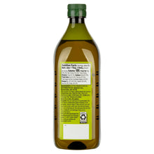 Back label on extra virgin olive oil bottle