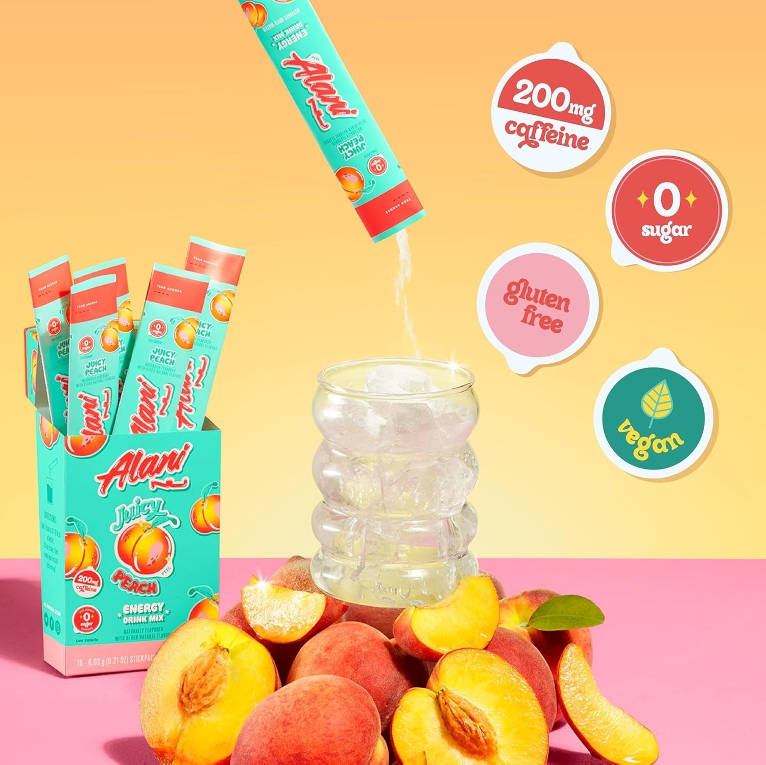 Alani Nu ORANGE KISS Energy Sticks, Energy Drink Powder, 200mg Caffeine, Pre Workout Performance with Antioxidants, On-The-Go Drink Mix, Biotin, B Vitamins, Zero Sugar, 5-10 Calories, 10 Pack