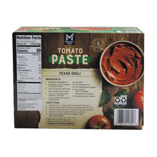 Member's Mark tomato paste box with Texas chili ingredient and directions text