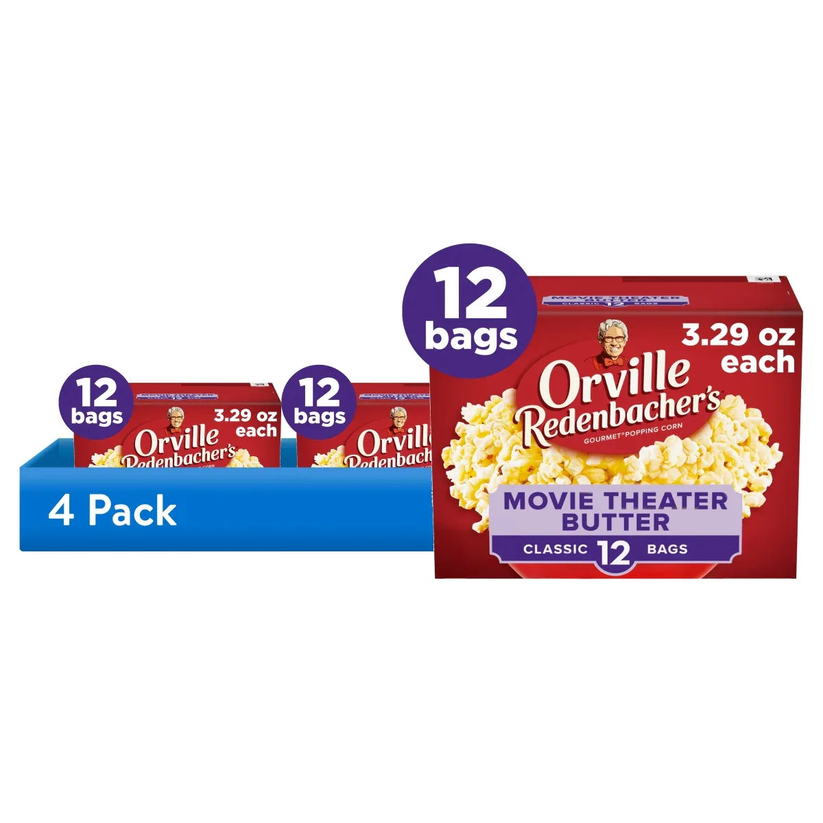 Orville Redenbacher’s Microwave Popcorn Value Size, Movie Theater Butter Flavor, 3.29 oz., 12-Count