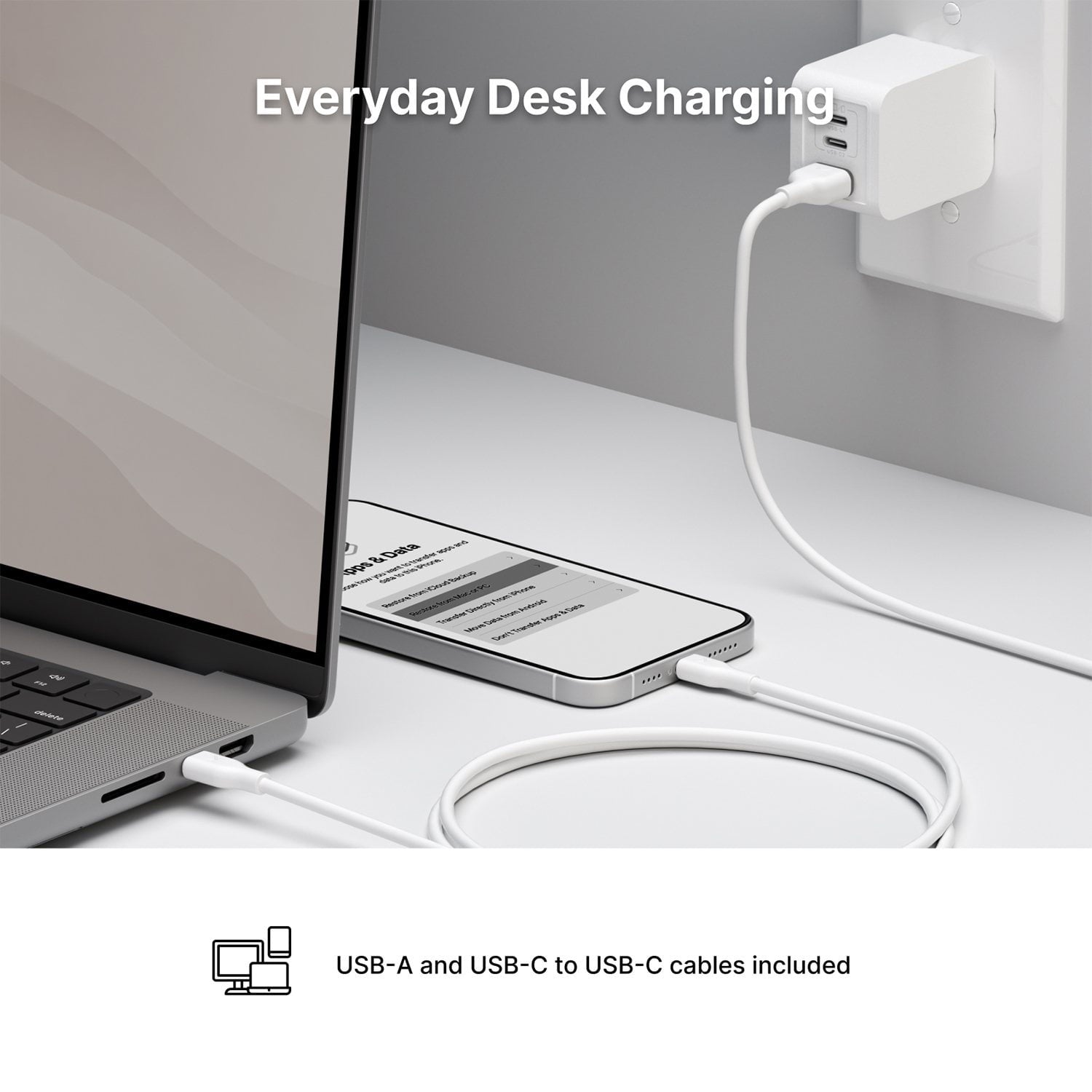 Member's Mark Silicone USB-C Cable Set, 2pack(3' USB-A to USB-C & 6' USB-C to USB-C)