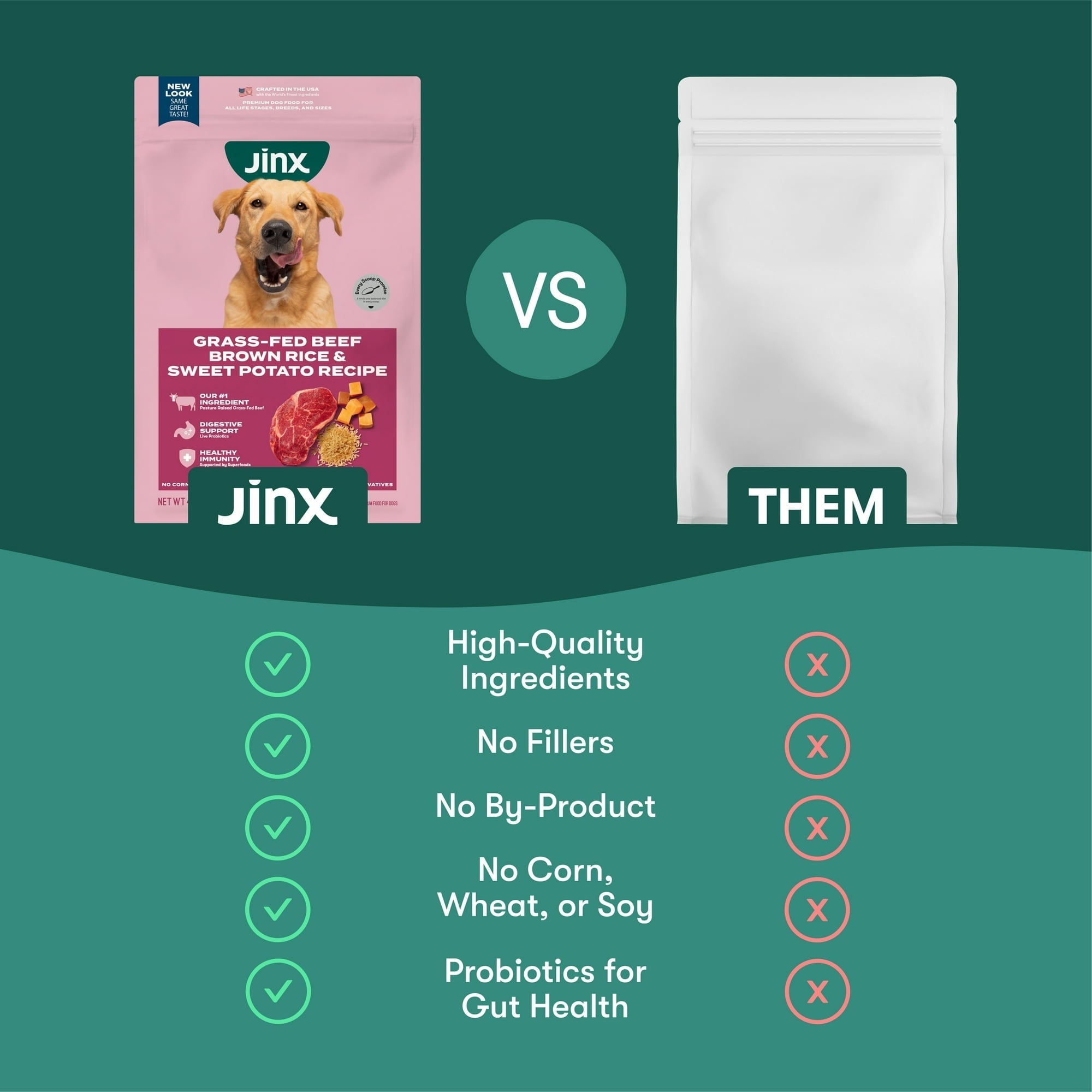 Jinx Beef Brown Rice & Sweet Potato Dry Dog Food 4lb Bag