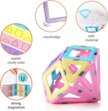 Pastel magnetic building blocks cube with rounded edges and colorful panels
