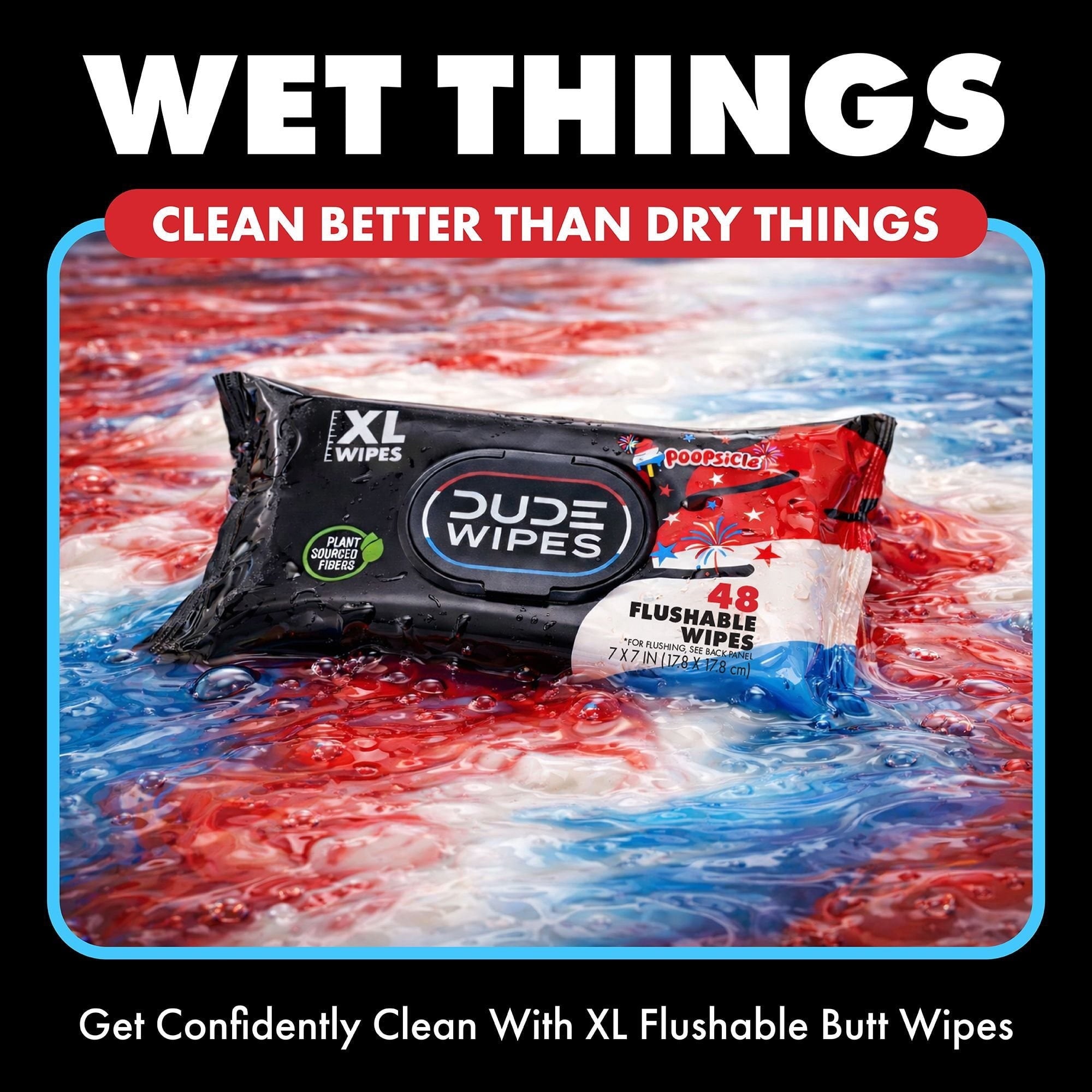 DUDE Wipes XL Flushable Wipes, POOPsicle, 8 ct., 384 wipes