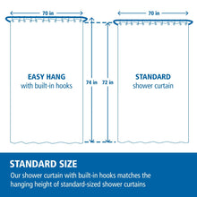 Black shower curtain size outline: easy hang with built-in rings, standard length