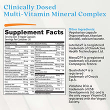 Clinically dosed multi-vitamin mineral complex supplement facts panel