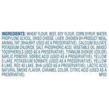 Dog treat ingredients list text on plain background