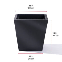 Black square planter dimensions 14 in wide, 15 in tall