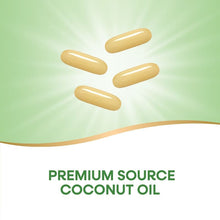 Coconut oil softgels capsule shapes, light yellow, floating above
