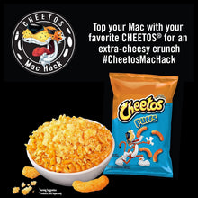 Cheetos Mac Hack banner with bowl of curls and blue Cheetos bag (Duffs).