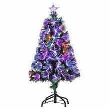 Fiber optic Christmas tree, 4 ft, conical branches with purple and blue LED lights